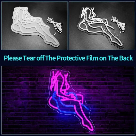 Lady Neon Sign Led Light Pink Preppy Girls Room USB Powered for Wall Decor - Picture 2 of 7